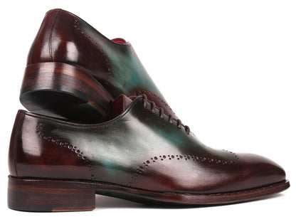 Paul Parkman Goodyear Welted Wingtip Oxfords Brown &amp; Turquoise (ID