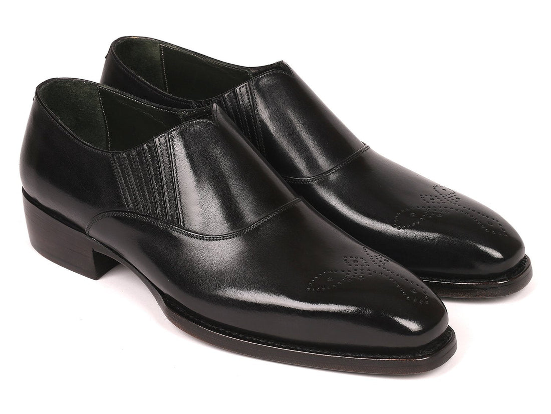 Paul Parkman Goodyear Welted Black Elasticated Loafers (ID