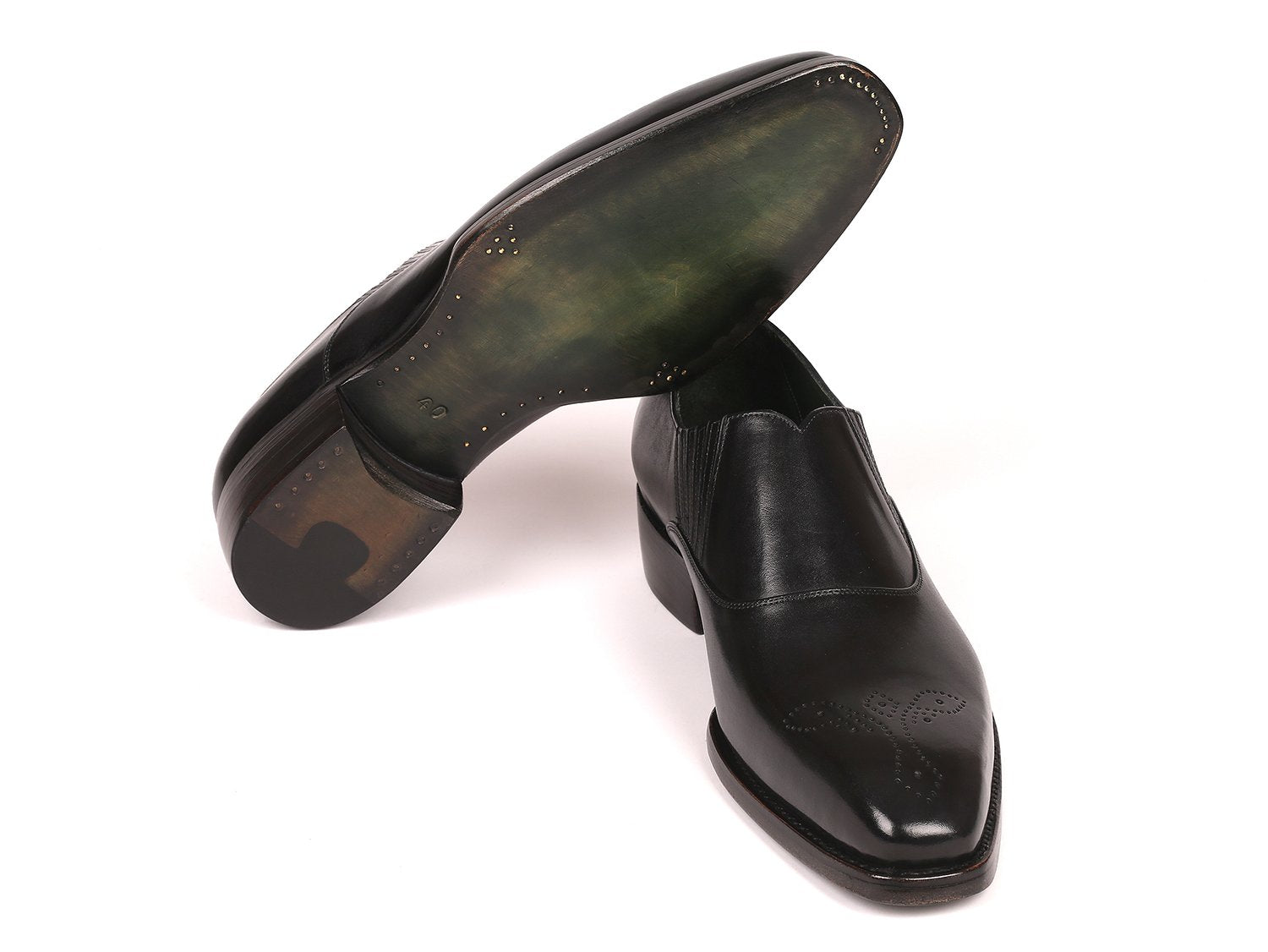 Paul Parkman Goodyear Welted Black Elasticated Loafers (ID