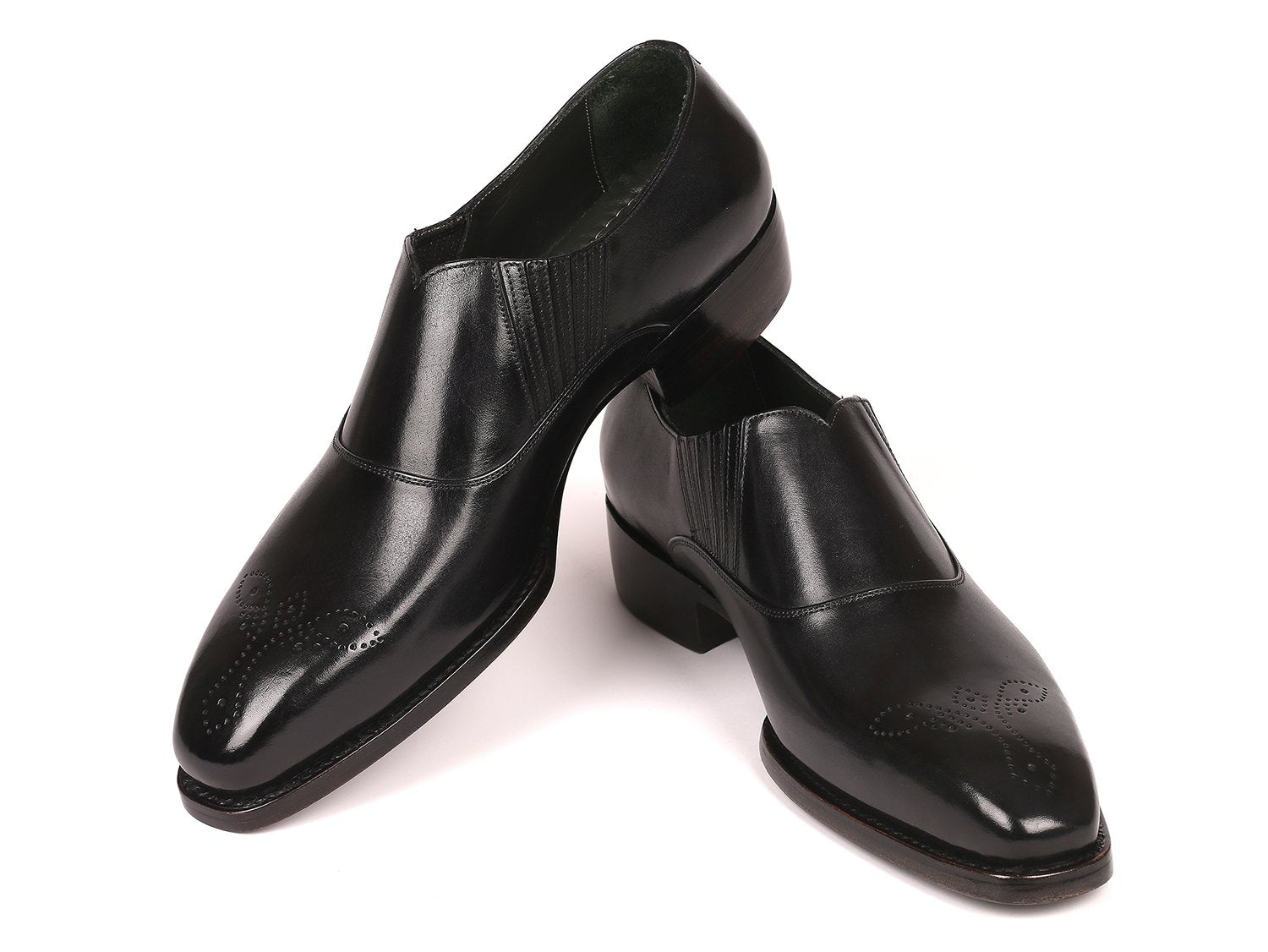 Paul Parkman Goodyear Welted Black Elasticated Loafers (ID