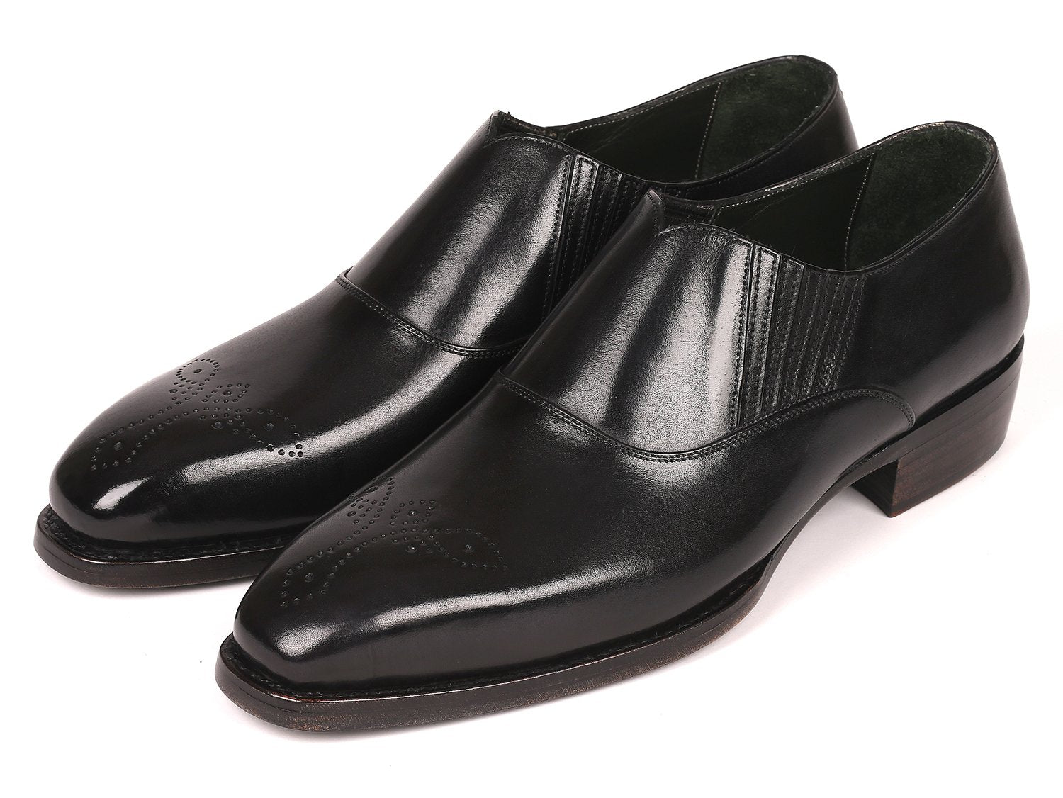 Paul Parkman Goodyear Welted Black Elasticated Loafers (ID