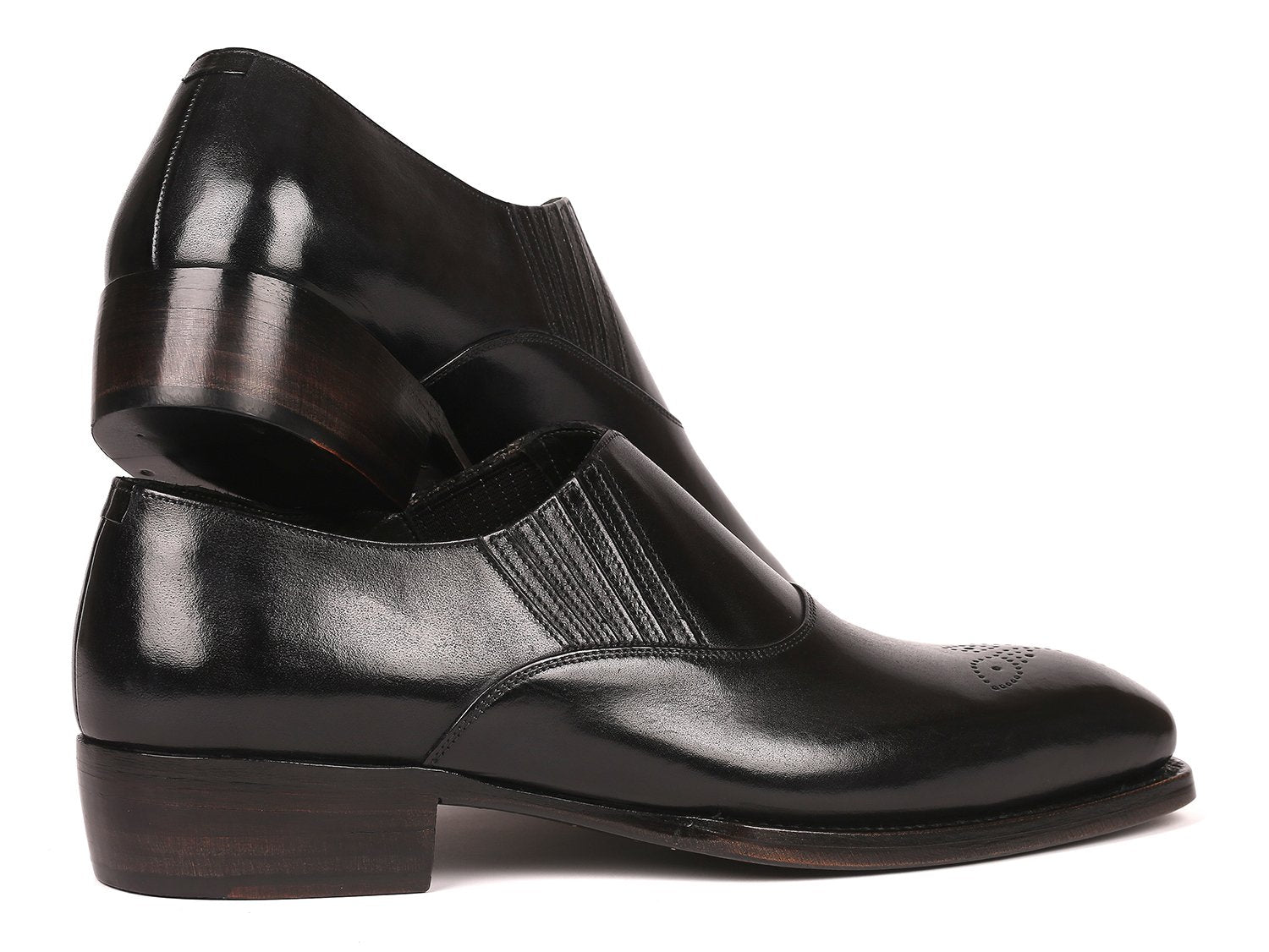 Paul Parkman Goodyear Welted Black Elasticated Loafers (ID