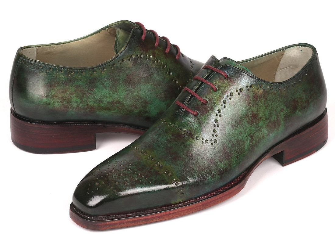 Paul Parkman Green Marble Patina Goodyear Welted Oxfords (ID