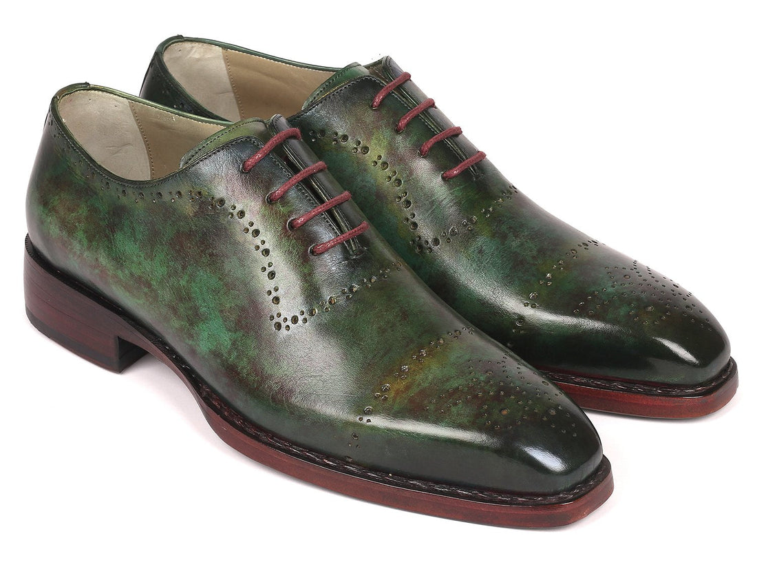 Paul Parkman Green Marble Patina Goodyear Welted Oxfords (ID