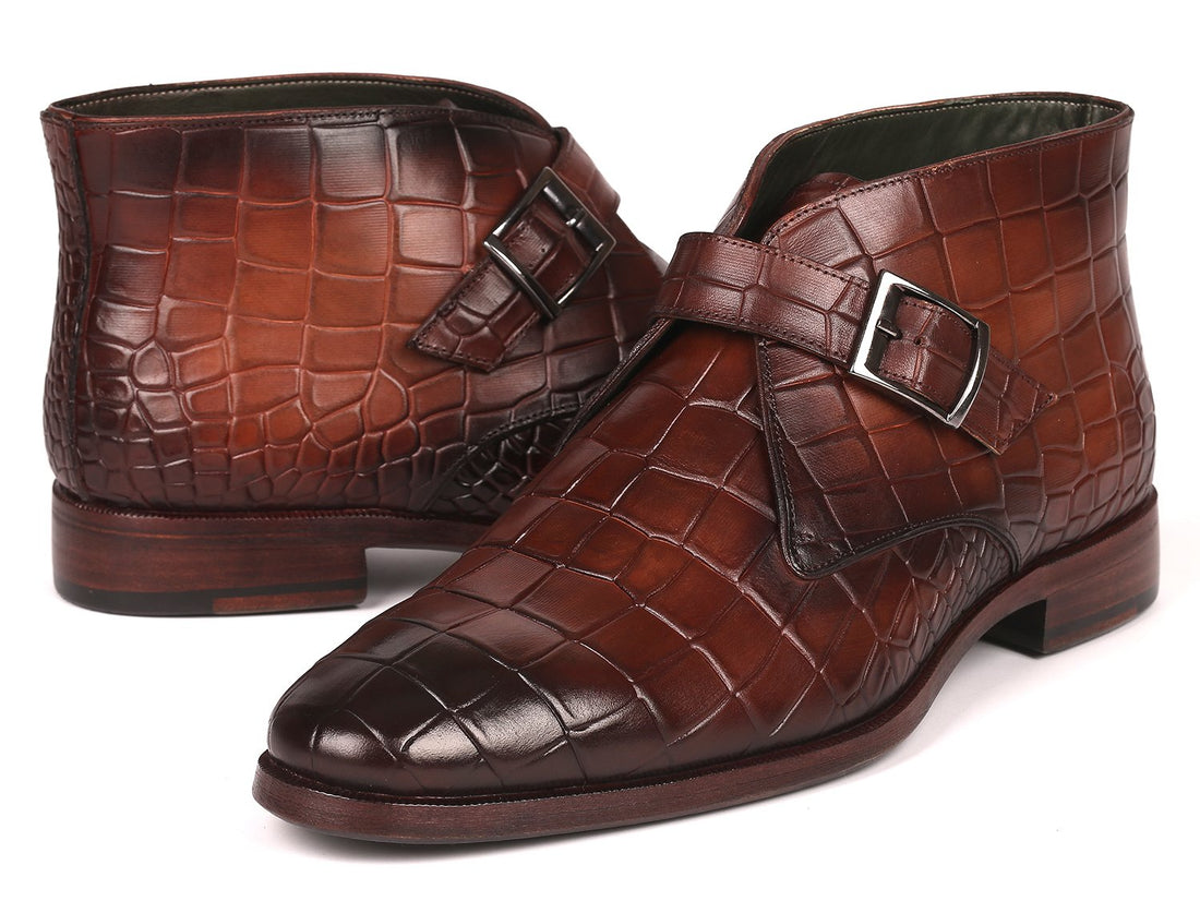 Paul Parkman Single Monk Strap Ankle Boots Brown (ID