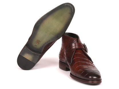 Paul Parkman Single Monk Strap Ankle Boots Brown (ID