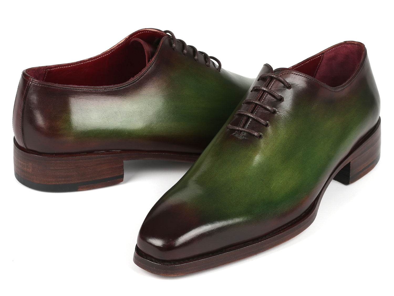 Paul Parkman Goodyear Welted Wholecut Oxfords Green &amp; Bordeaux (ID