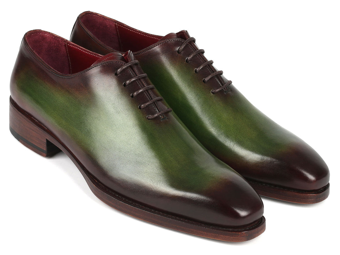 Paul Parkman Goodyear Welted Wholecut Oxfords Green &amp; Bordeaux (ID