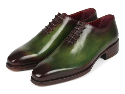 Paul Parkman Goodyear Welted Wholecut Oxfords Green &amp; Bordeaux (ID