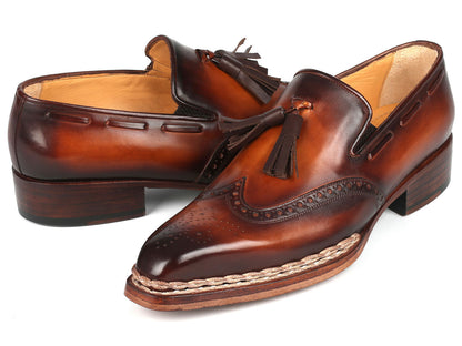 Paul Parkman Norwegian Welted Tassel Loafers Brown Burnished (ID