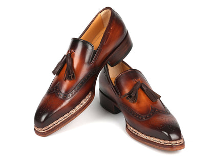 Paul Parkman Norwegian Welted Tassel Loafers Brown Burnished (ID