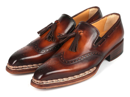 Paul Parkman Norwegian Welted Tassel Loafers Brown Burnished (ID