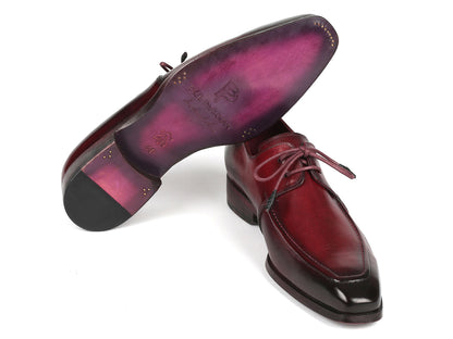 Paul Parkman Bordeaux Leather Apron Derby Shoes For Men (ID