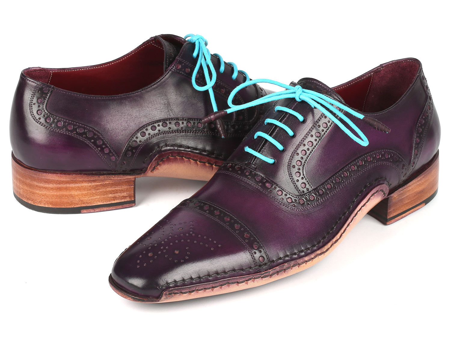 Paul Parkman Handsewn Captoe Oxfords Purple (ID