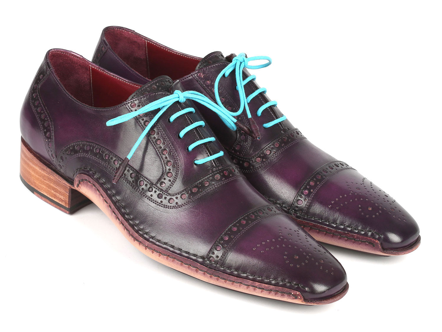 Paul Parkman Handsewn Captoe Oxfords Purple (ID