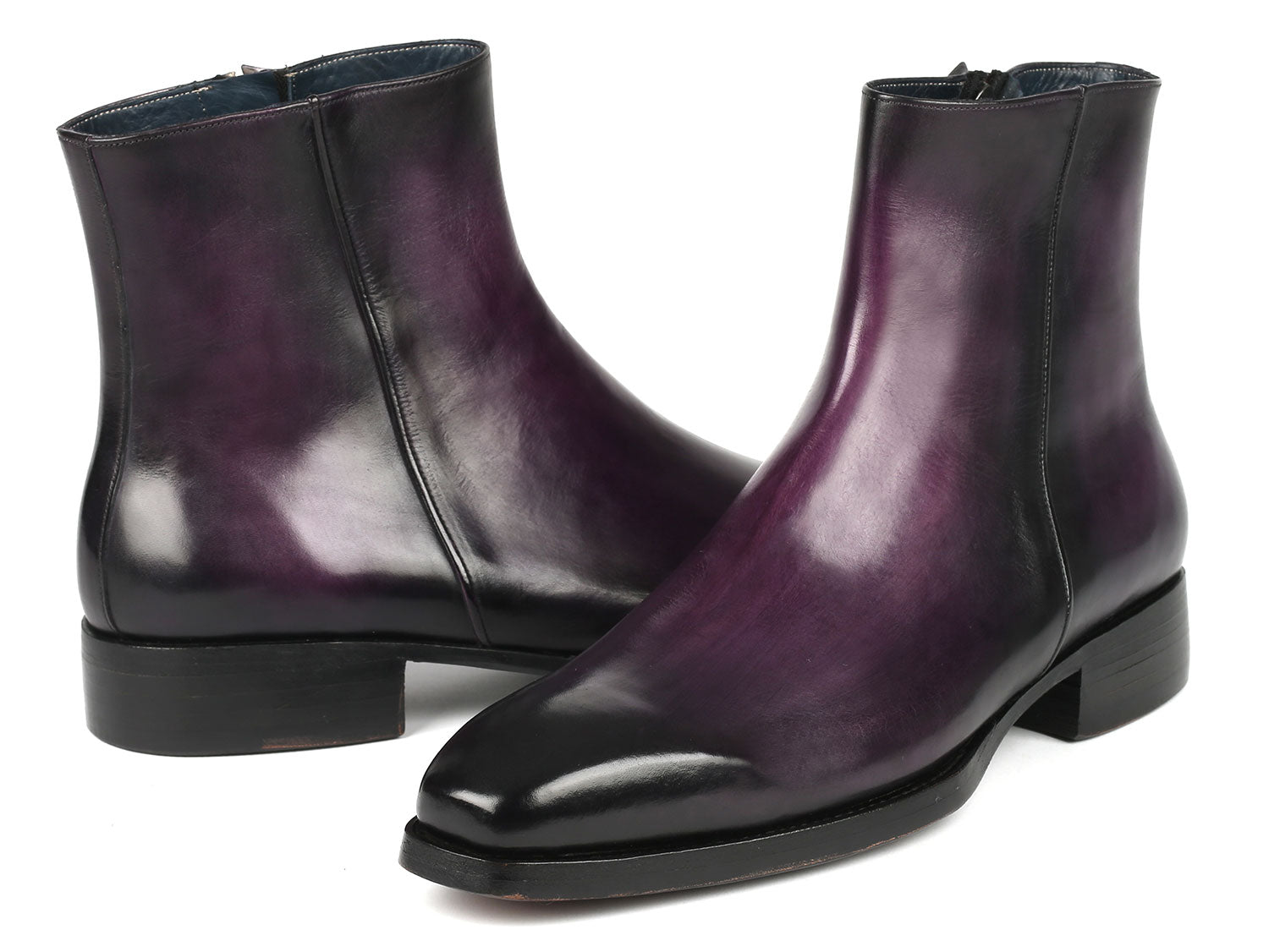 Paul Parkman Purple Burnished Side Zipper Boots Goodyear Welted (ID