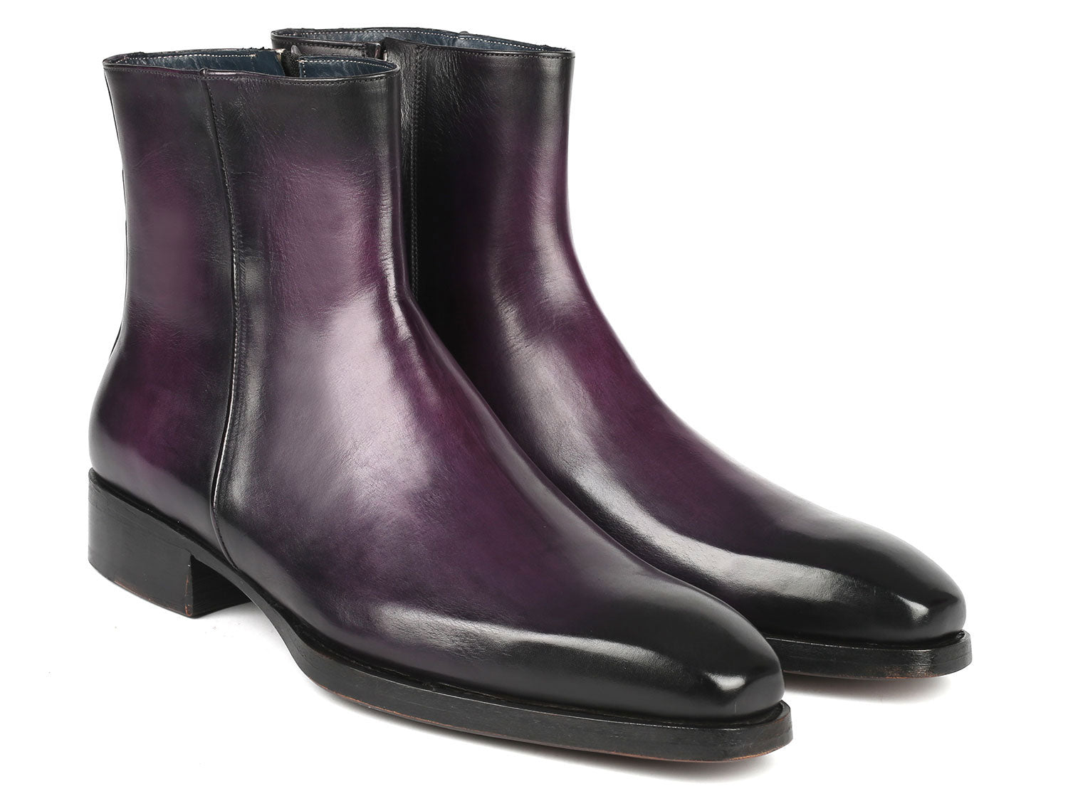 Paul Parkman Purple Burnished Side Zipper Boots Goodyear Welted (ID