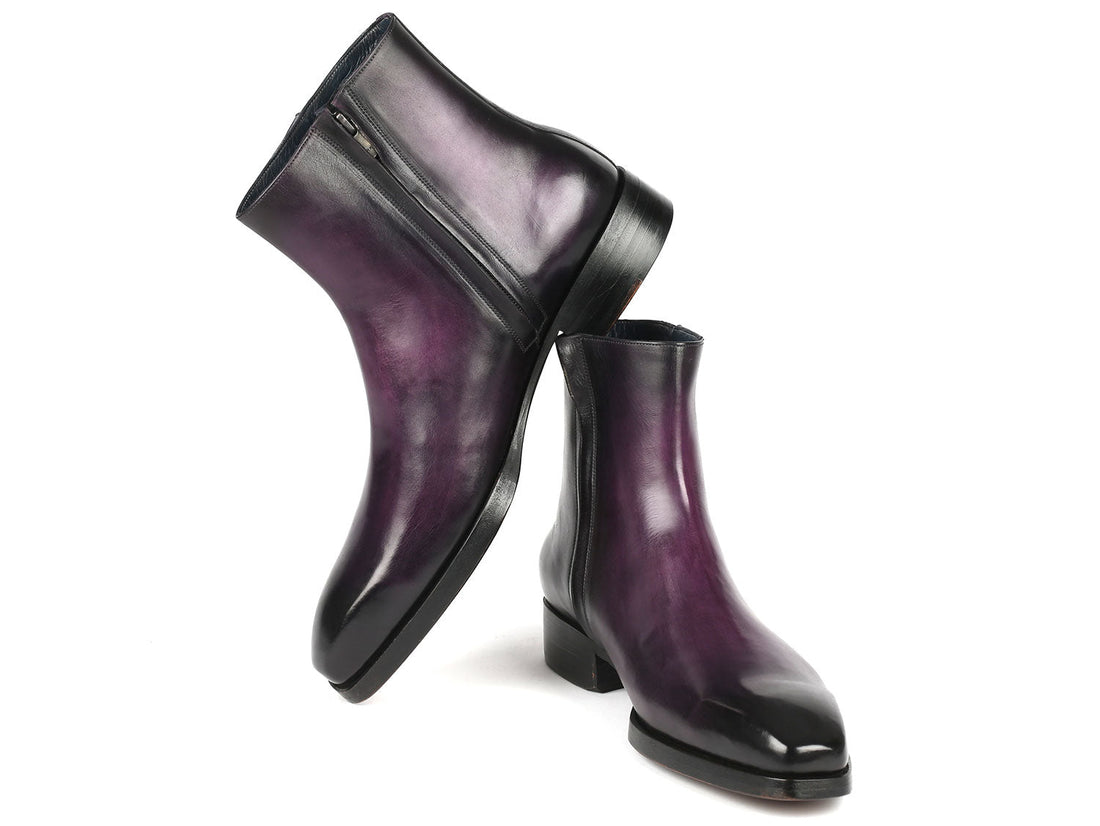 Paul Parkman Purple Burnished Side Zipper Boots Goodyear Welted (ID