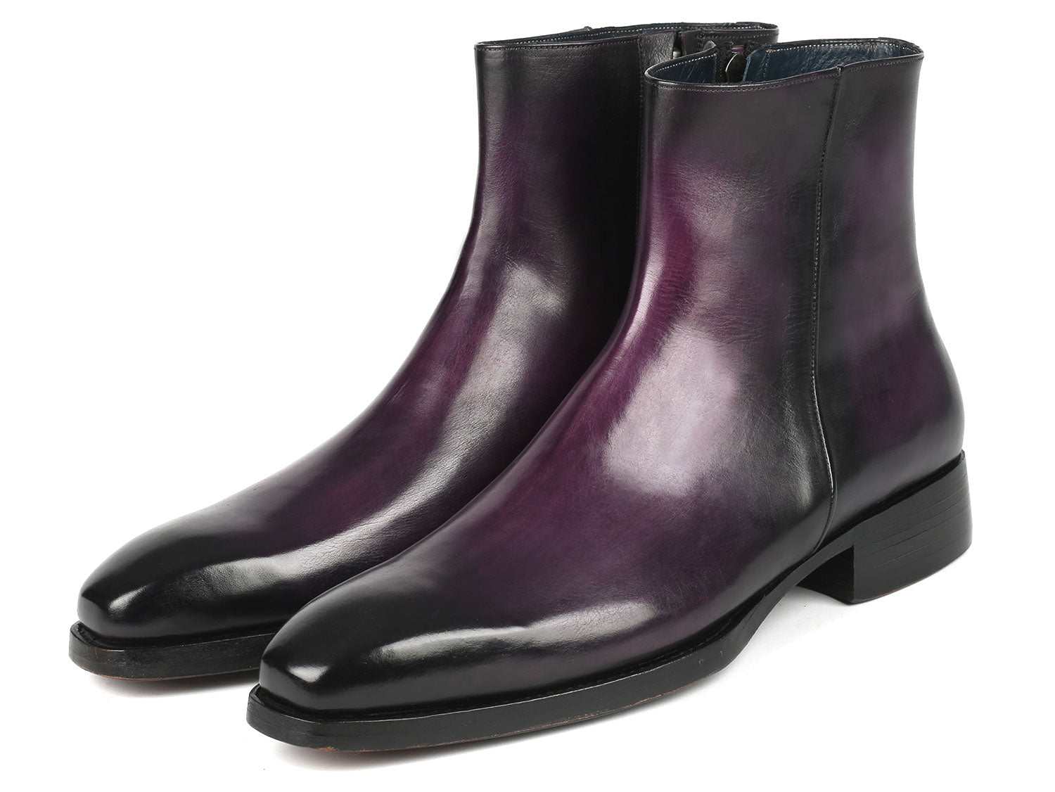 Paul Parkman Purple Burnished Side Zipper Boots Goodyear Welted (ID