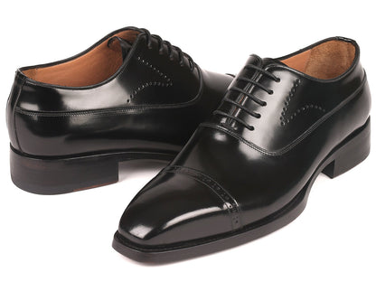 Paul Parkman Goodyear Welted Cap Toe Oxfords Black Polished Leather (ID