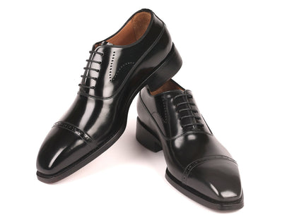 Paul Parkman Goodyear Welted Cap Toe Oxfords Black Polished Leather (ID