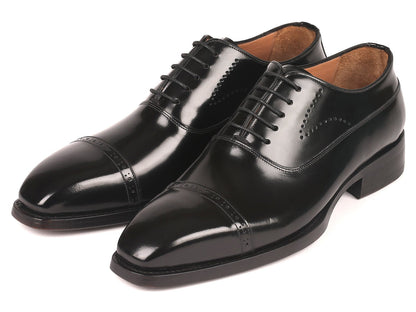 Paul Parkman Goodyear Welted Cap Toe Oxfords Black Polished Leather (ID