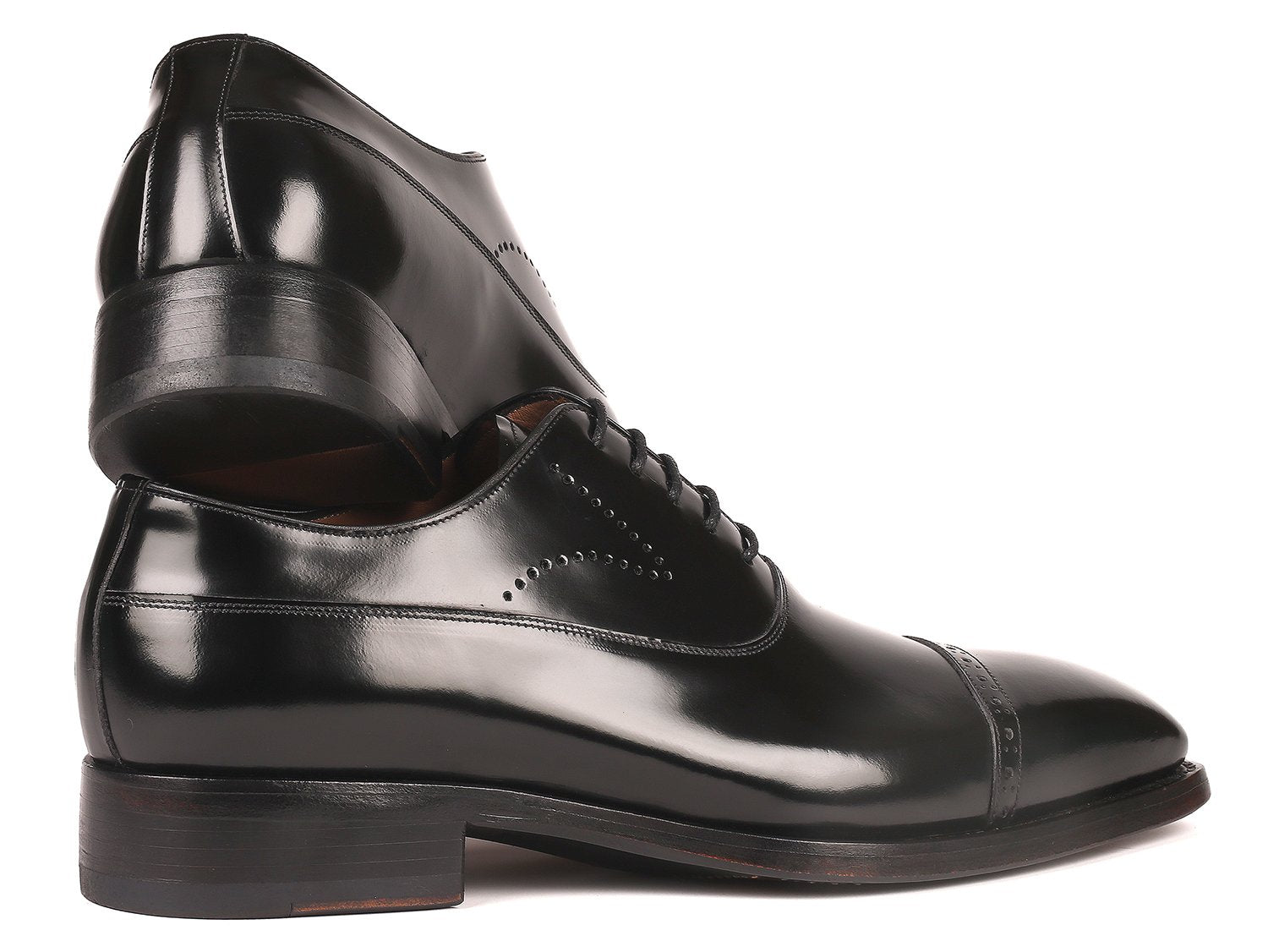 Paul Parkman Goodyear Welted Cap Toe Oxfords Black Polished Leather (ID