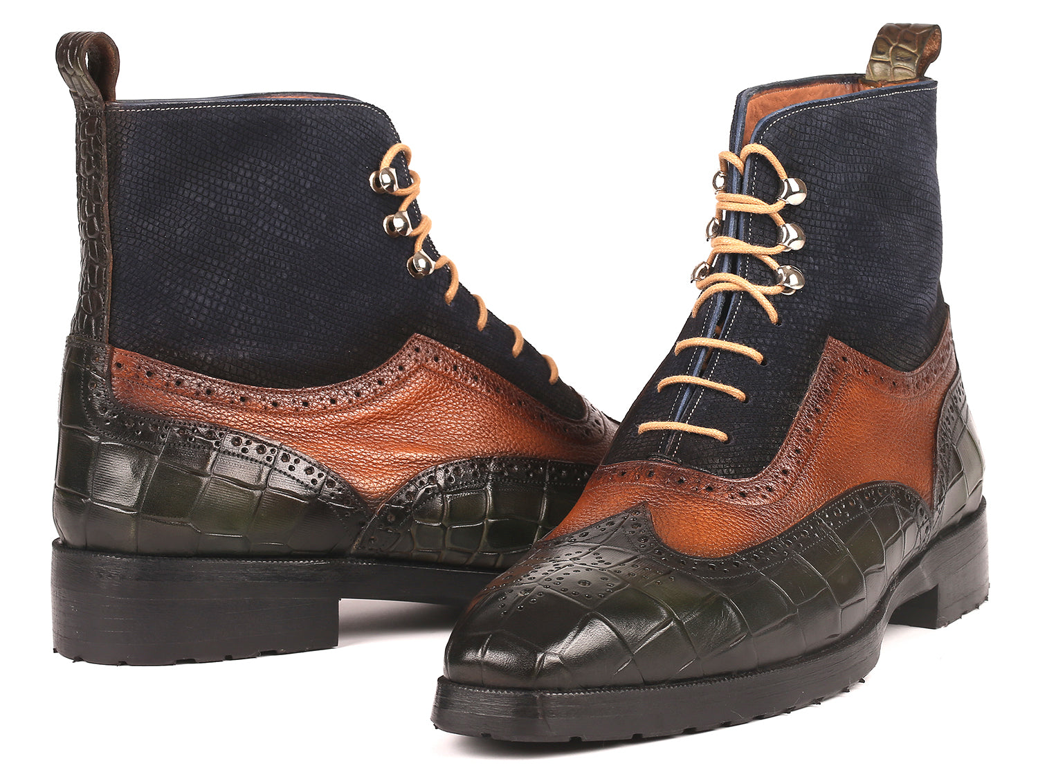 Paul Parkman Three Tone Wingtip Boots Rubber Sole (ID