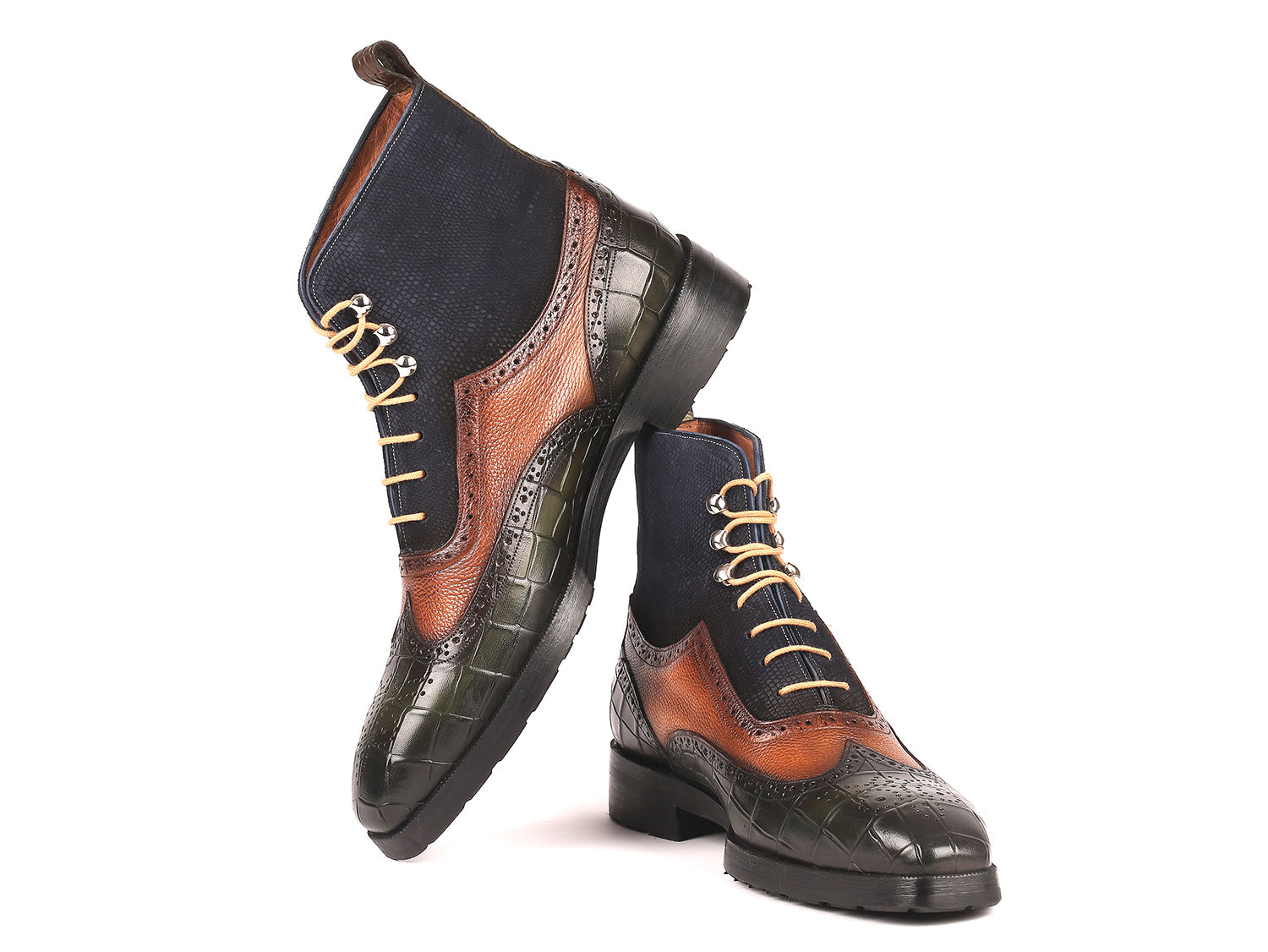 Paul Parkman Three Tone Wingtip Boots Rubber Sole (ID