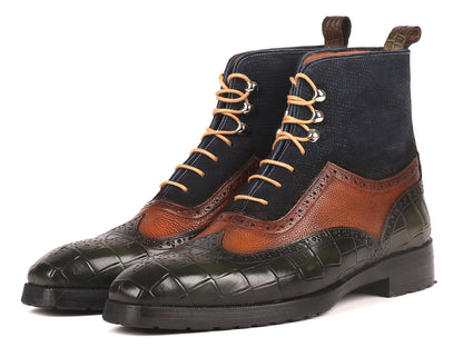 Paul Parkman Three Tone Wingtip Boots Rubber Sole (ID