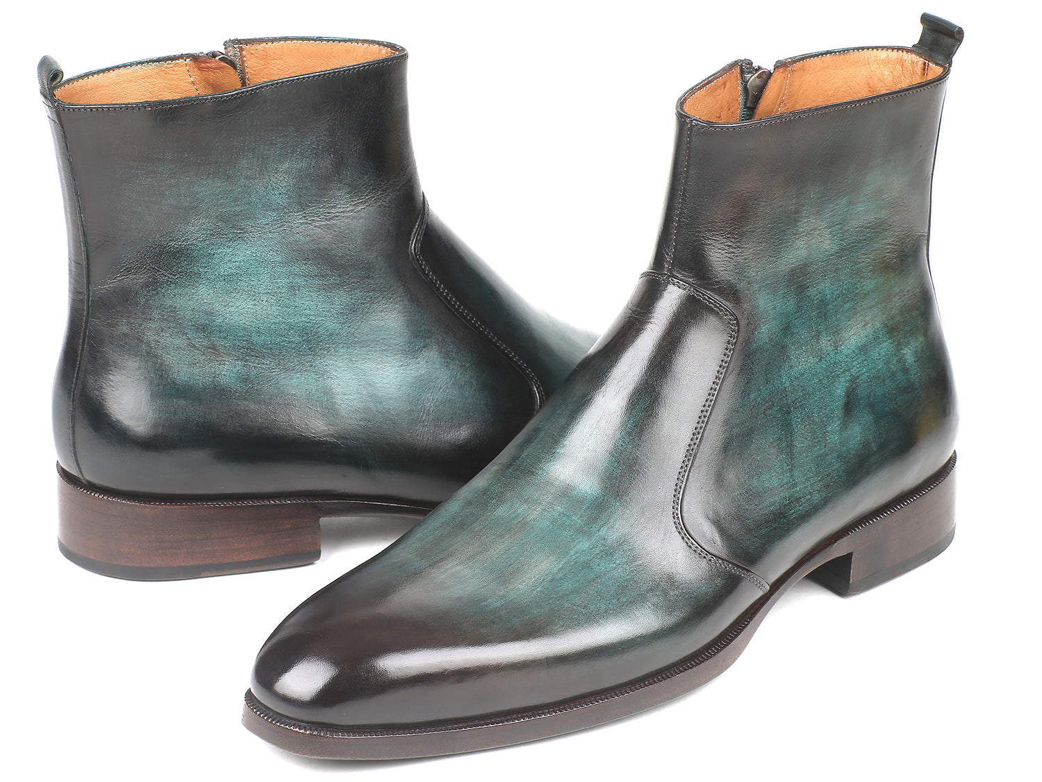 Paul Parkman Turquoise Burnished Side Zipper Boots (ID