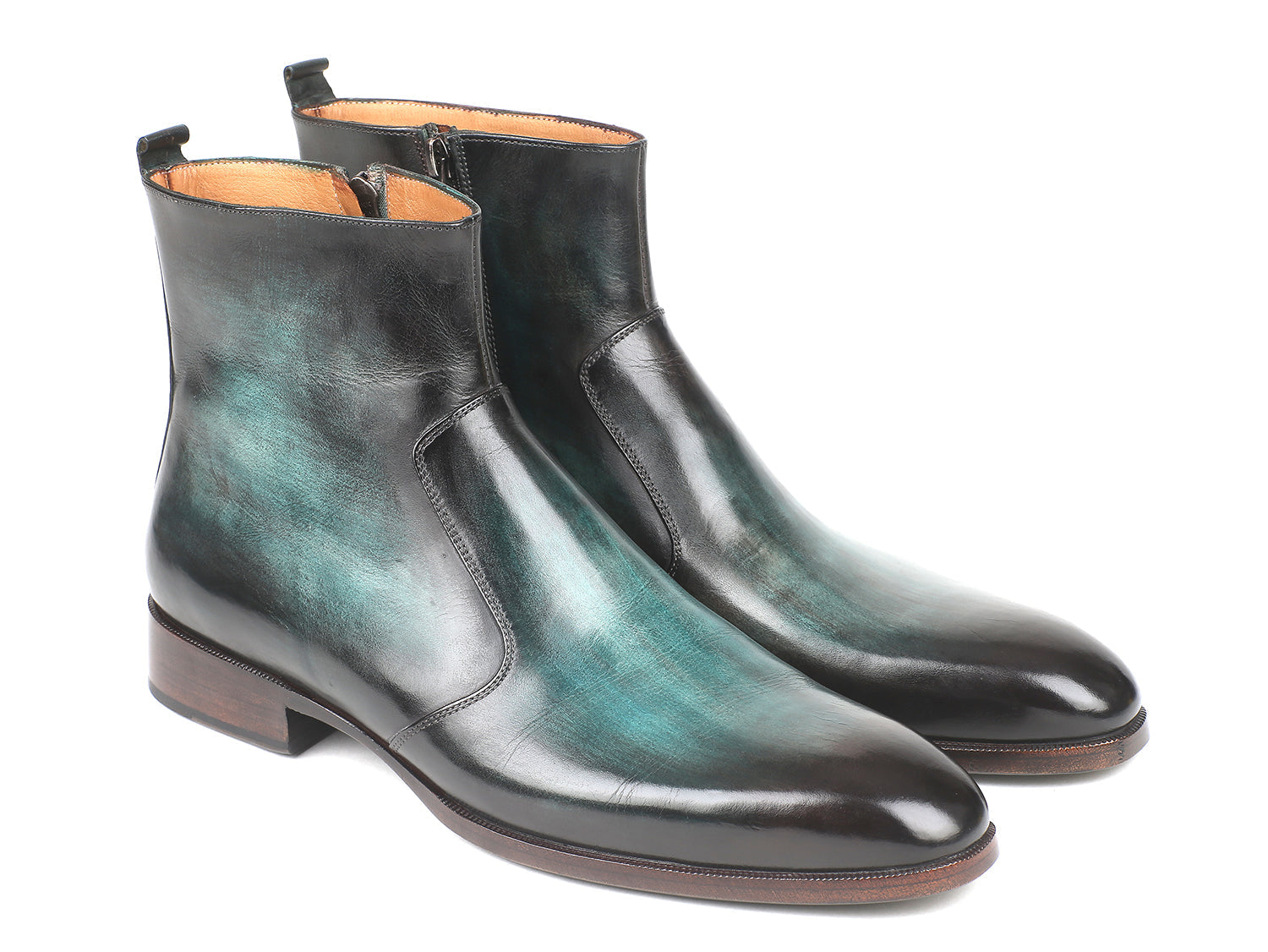 Paul Parkman Turquoise Burnished Side Zipper Boots (ID