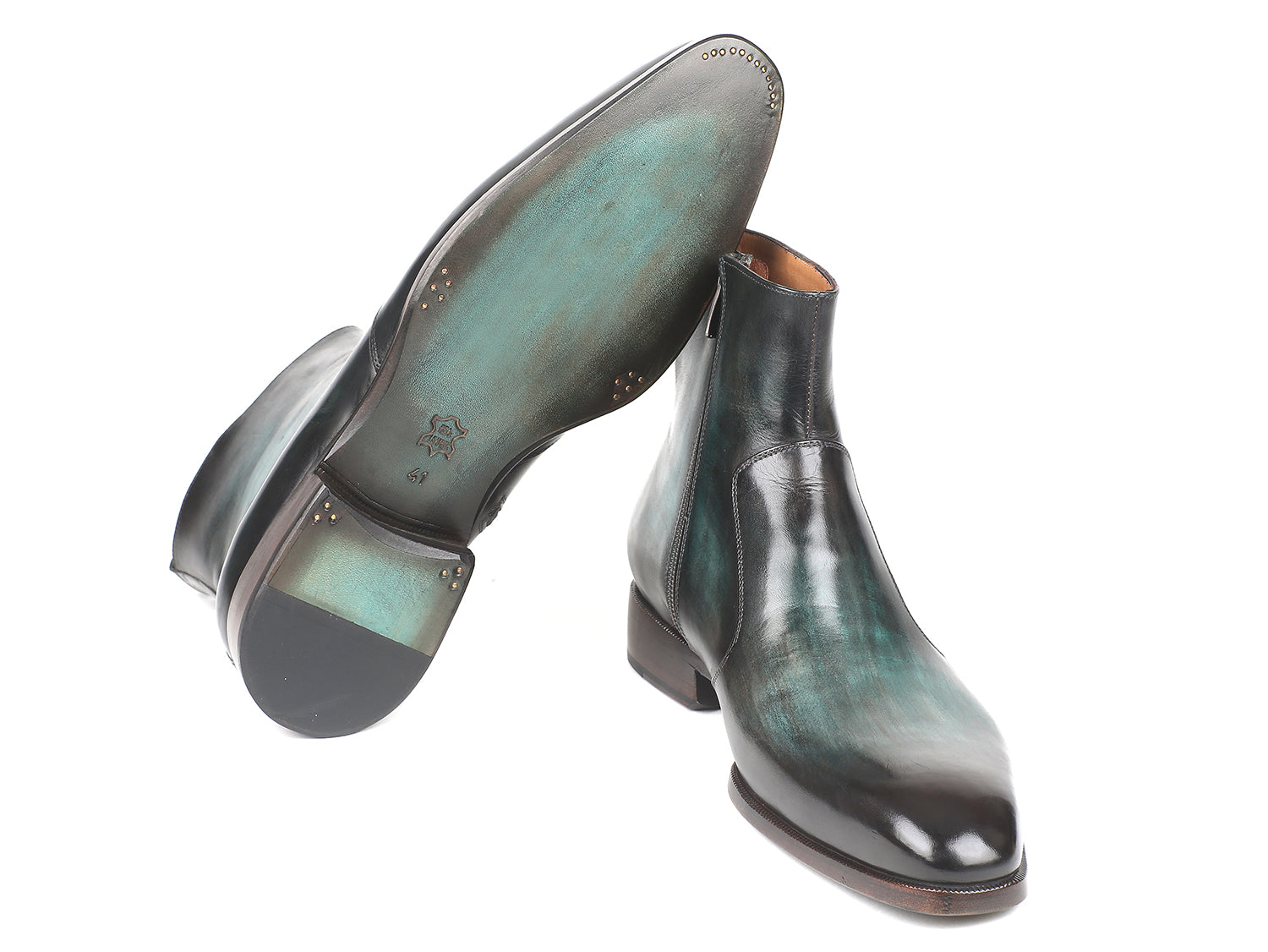 Paul Parkman Turquoise Burnished Side Zipper Boots (ID