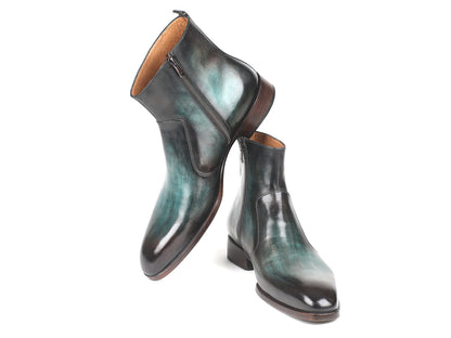 Paul Parkman Turquoise Burnished Side Zipper Boots (ID