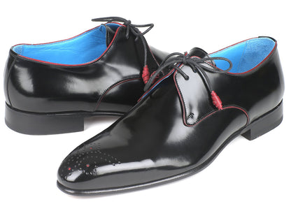 Paul Parkman Medallion Toe Black Derby Shoes (ID