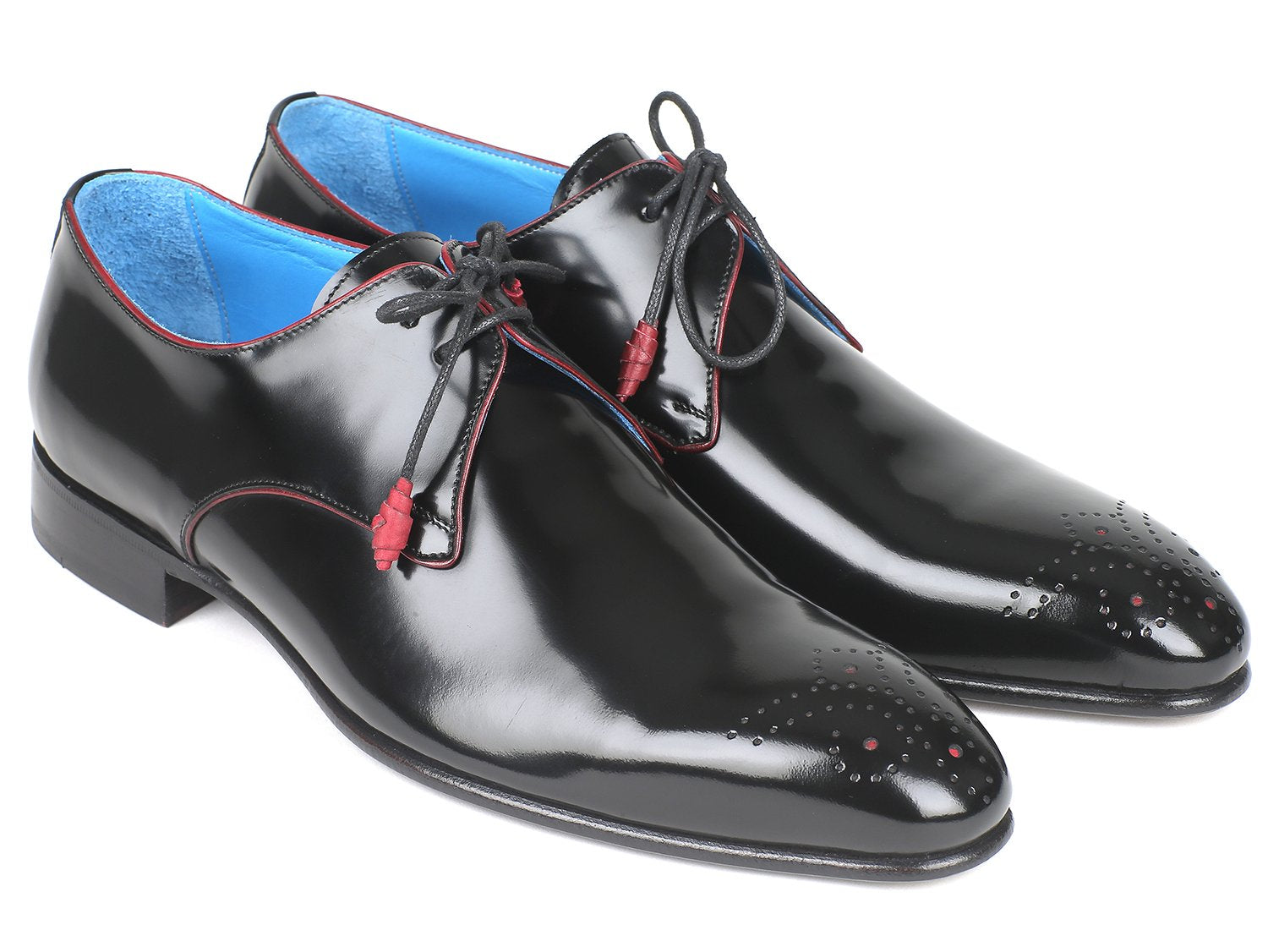 Paul Parkman Medallion Toe Black Derby Shoes (ID