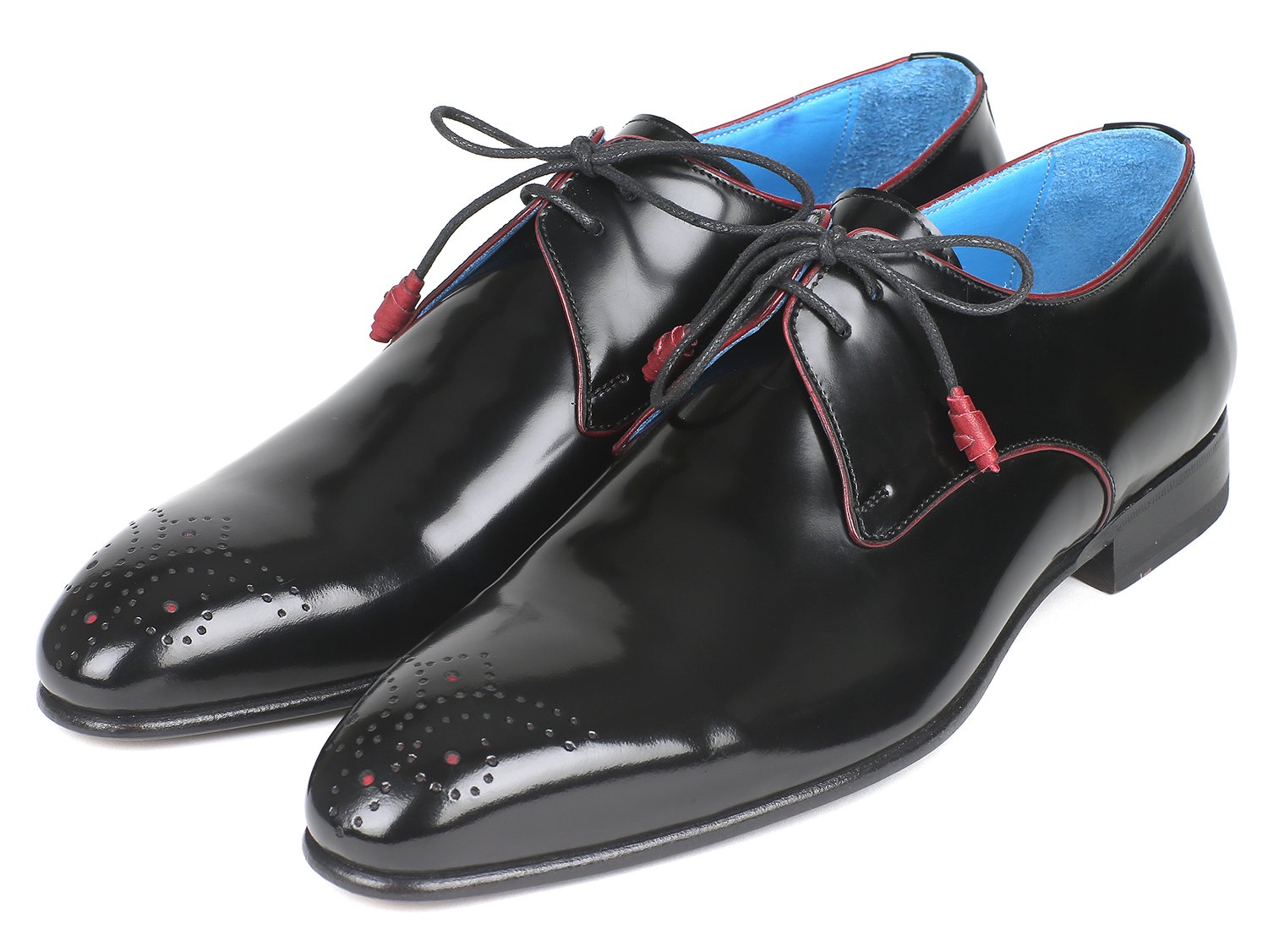 Paul Parkman Medallion Toe Black Derby Shoes (ID