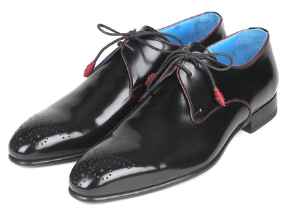 Paul Parkman Medallion Toe Black Derby Shoes (ID