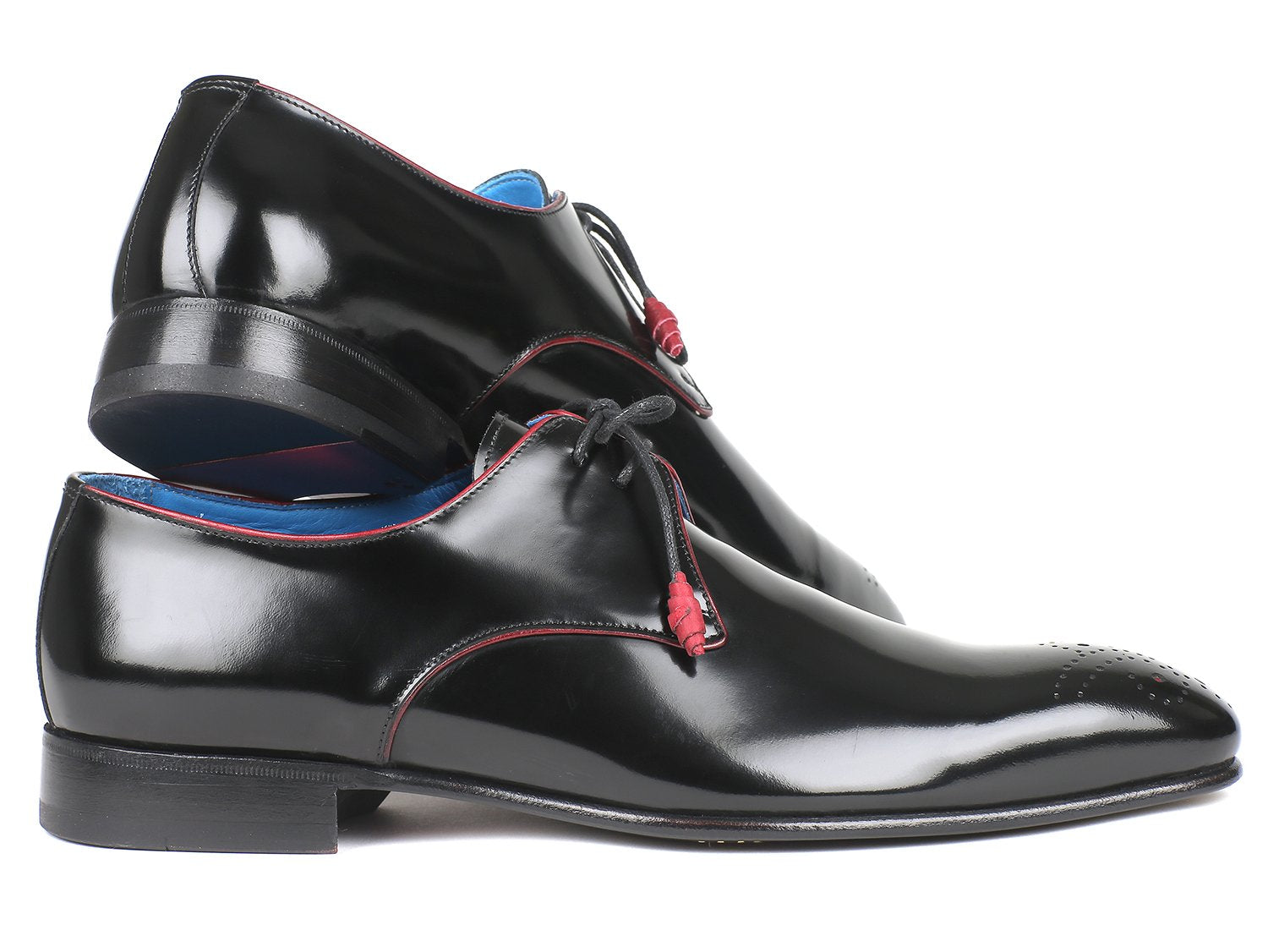 Paul Parkman Medallion Toe Black Derby Shoes (ID