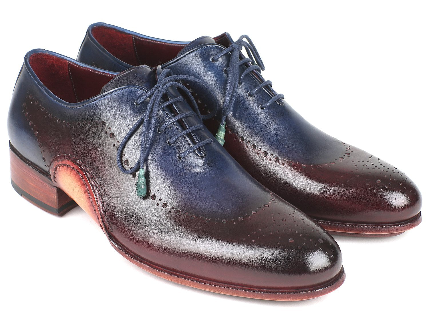 Paul Parkman Opanka Construction Blue &amp; Bordeaux Oxfords (ID