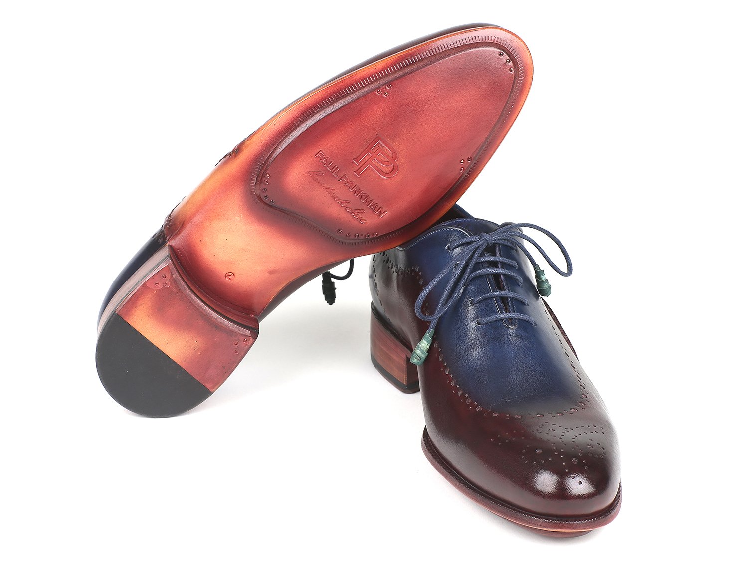 Paul Parkman Opanka Construction Blue &amp; Bordeaux Oxfords (ID