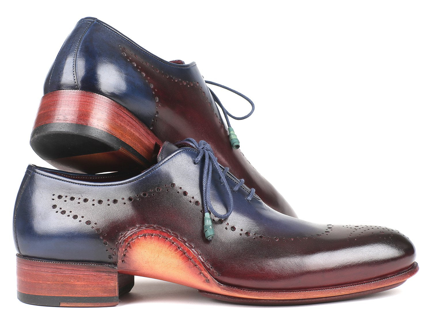 Paul Parkman Opanka Construction Blue &amp; Bordeaux Oxfords (ID