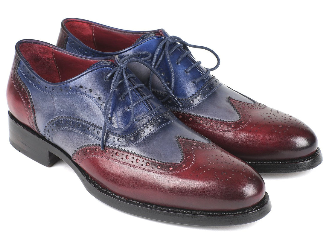 Paul Parkman Wingtip Oxfords Goodyear Welted Bordeuax Grey Blue (ID