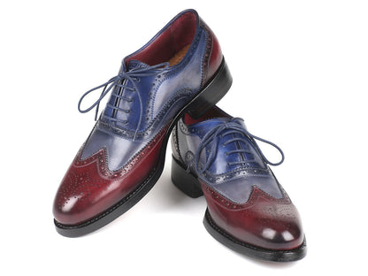 Paul Parkman Wingtip Oxfords Goodyear Welted Bordeuax Grey Blue (ID