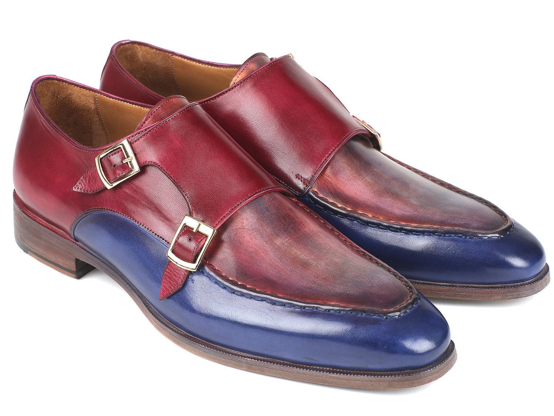 Paul Parkman Blue &amp; Bordeaux Double Monkstraps (ID