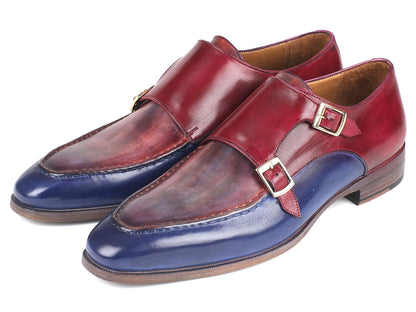 Paul Parkman Blue &amp; Bordeaux Double Monkstraps (ID