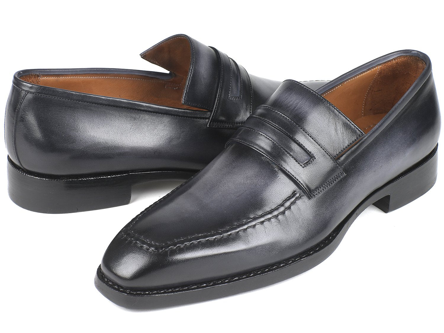 Paul Parkman Gray Burnished Goodyear Welted Loafers (ID