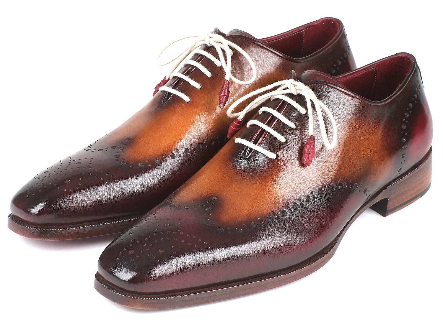 Paul Parkman Bordeaux &amp; Camel Wingtip Oxfords (ID