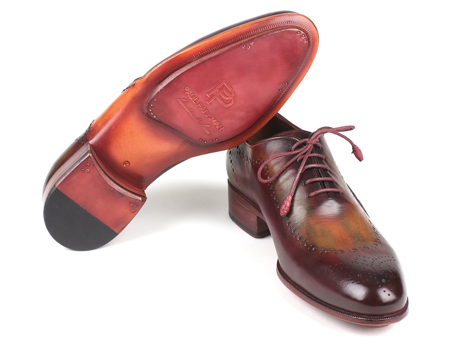 Paul Parkman Opanka Construction Green &amp; Bordeaux Oxfords (ID