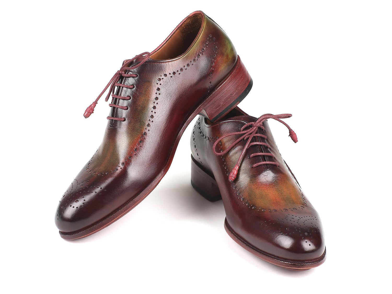 Paul Parkman Opanka Construction Green &amp; Bordeaux Oxfords (ID